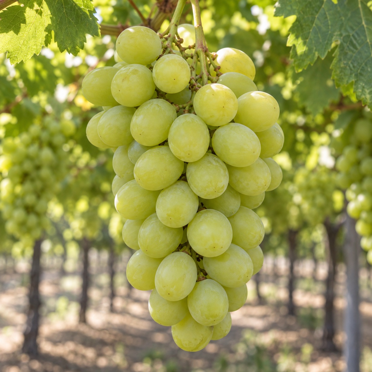 Imagen referencial de uvas Autumn Crisp, generada con IA.